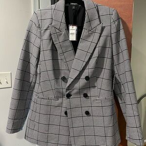 Express Black and White Double-Breasted Blazer